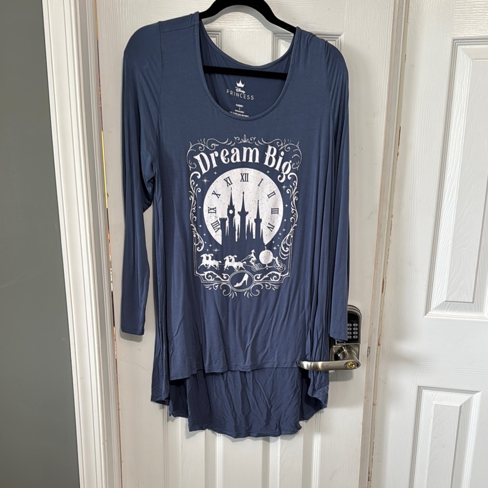 Disney Blue Asymmetrical 3/4 Sleeve Tunic